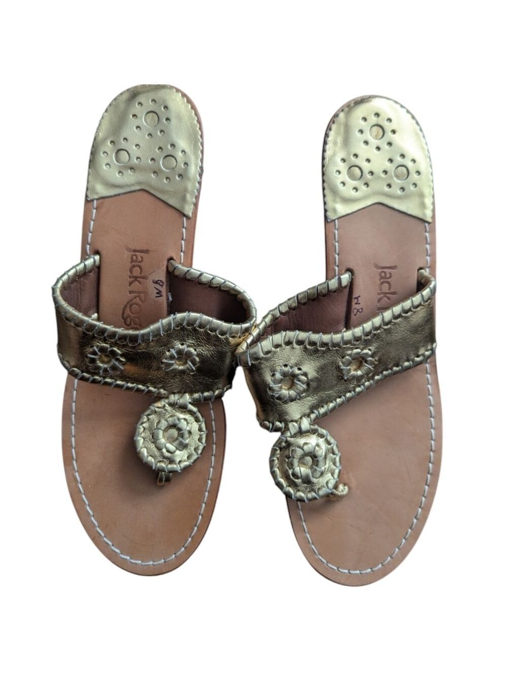 Jack Rogers Whipstitch Gold Sandals